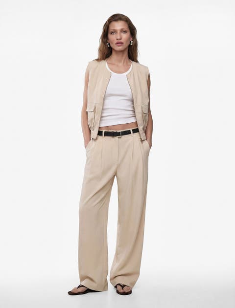 Wide Leg Trousers with Belt