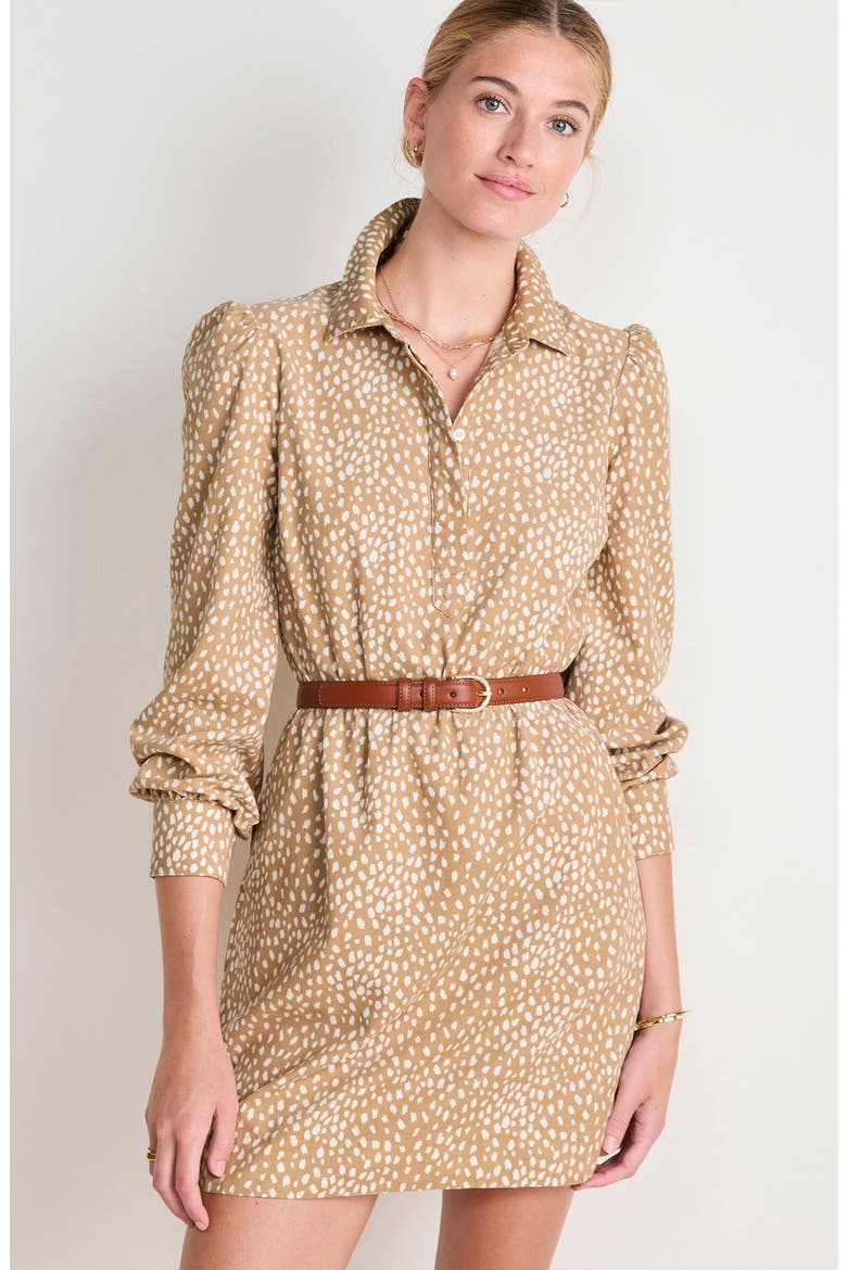 Long Sleeve Cotton Corduroy Popover Dress, Alternate, color, CAPPUCCINO