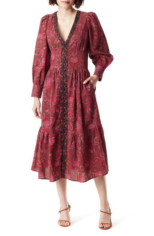 Ramsey Print Long Sleeve Midi Dress
