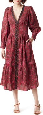 Sam Edelman Ramsey Print Long Sleeve Midi Dress