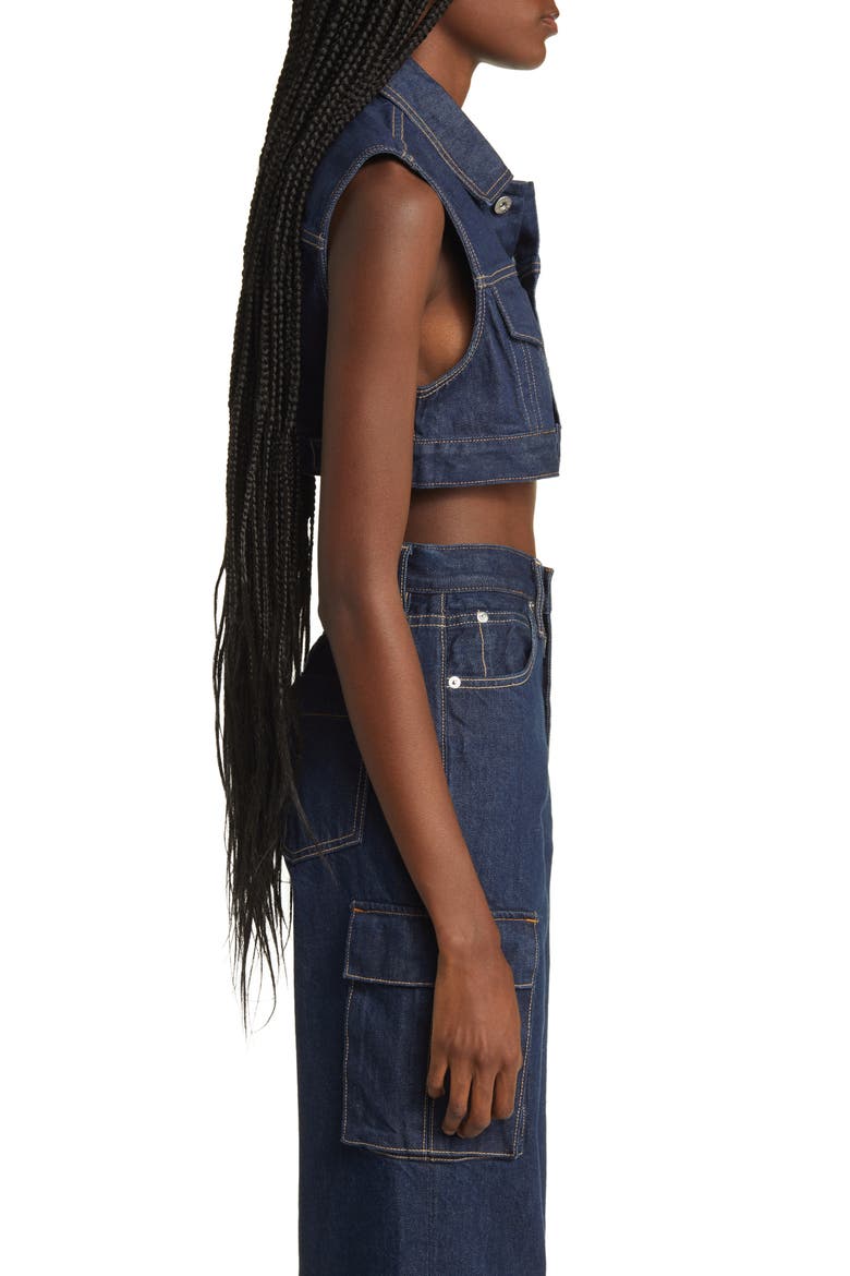 Ultracrop Nonstretch Denim Trucker Vest, Alternate, color, MIDNIGHT MILE