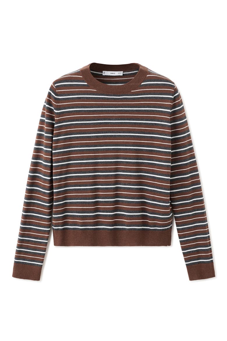 Stripe Crewneck Sweater, Alternate, color, CARAMEL