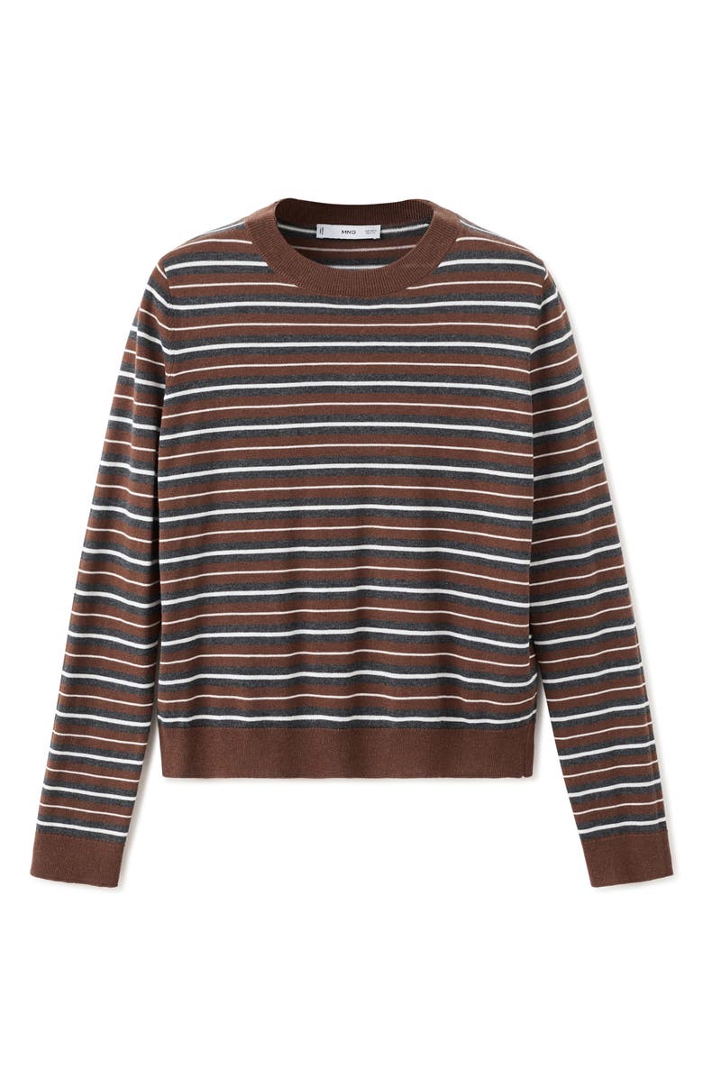 MANGO Stripe Crewneck Sweater, Alternate, color, Caramel