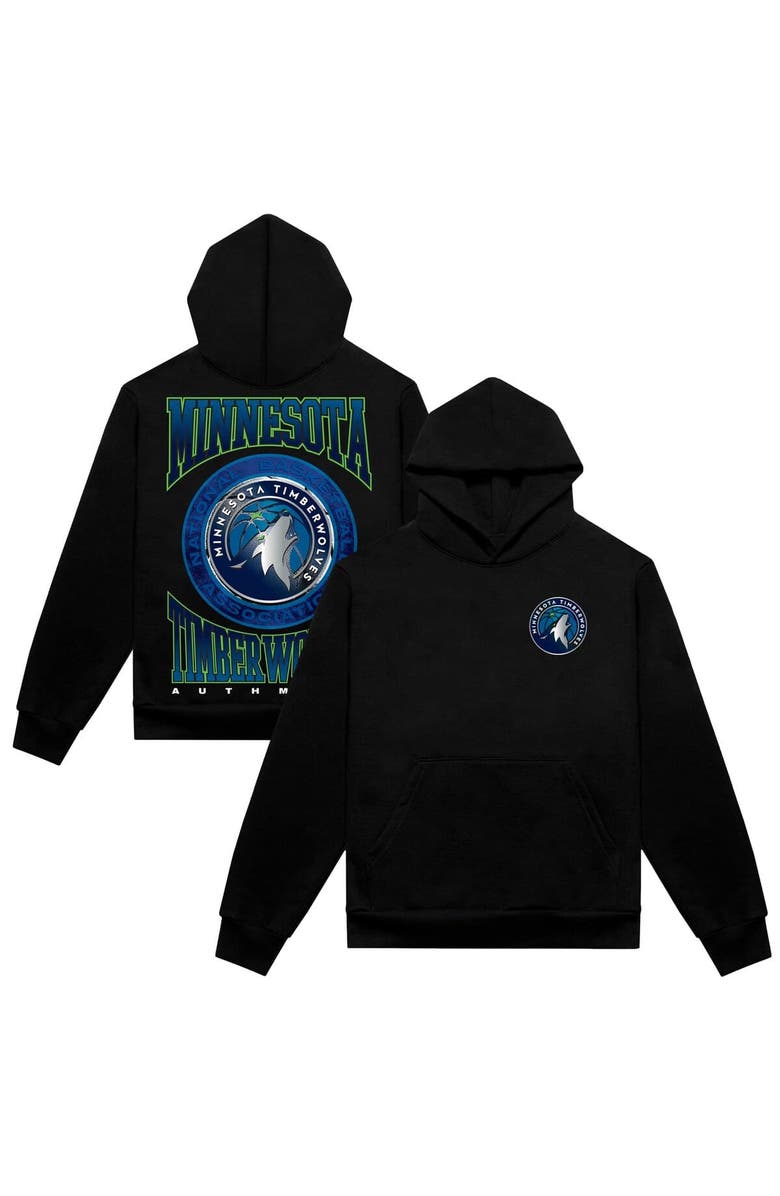 AUTHMADE Men's Authmade Black Minnesota Timberwolves Vintage Metal Premium Heavyweight Pullover Hoodie, Alternate, color, Black