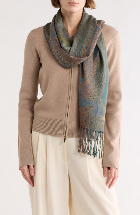 Paisley Lurex Knit Scarf