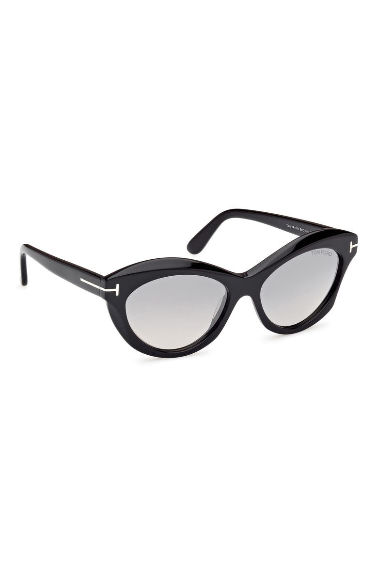 Toni 55mm Oval Sunglasses, Alternate, color, BLACK ECO / T LOGO