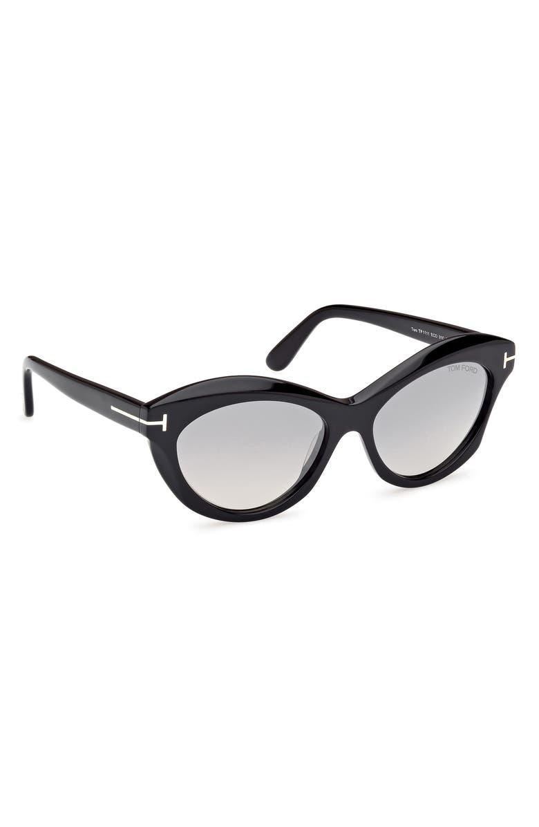 TOM FORD Toni 55mm Oval Sunglasses, Alternate, color, Black Eco / T Logo