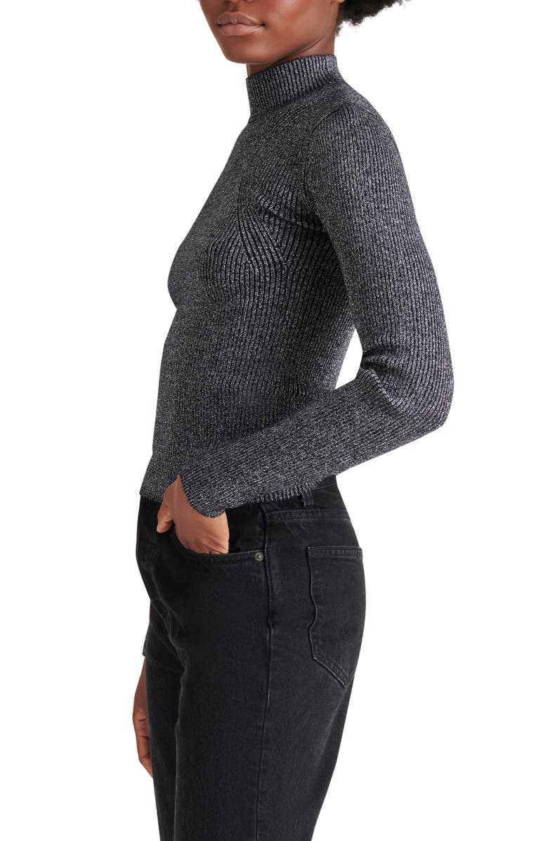Steve Madden Metallic Rib Mock Neck Sweater, Alternate, color, 