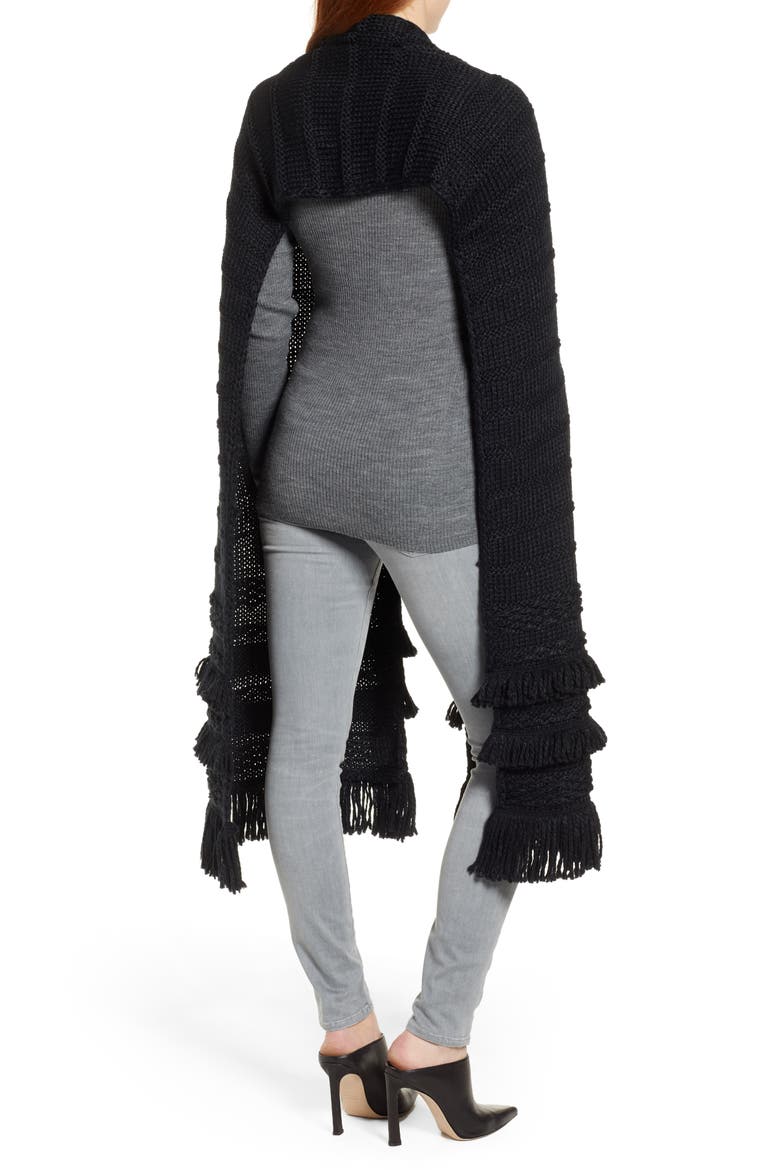 Chunky Cape Scarf, Alternate, color, BLACK