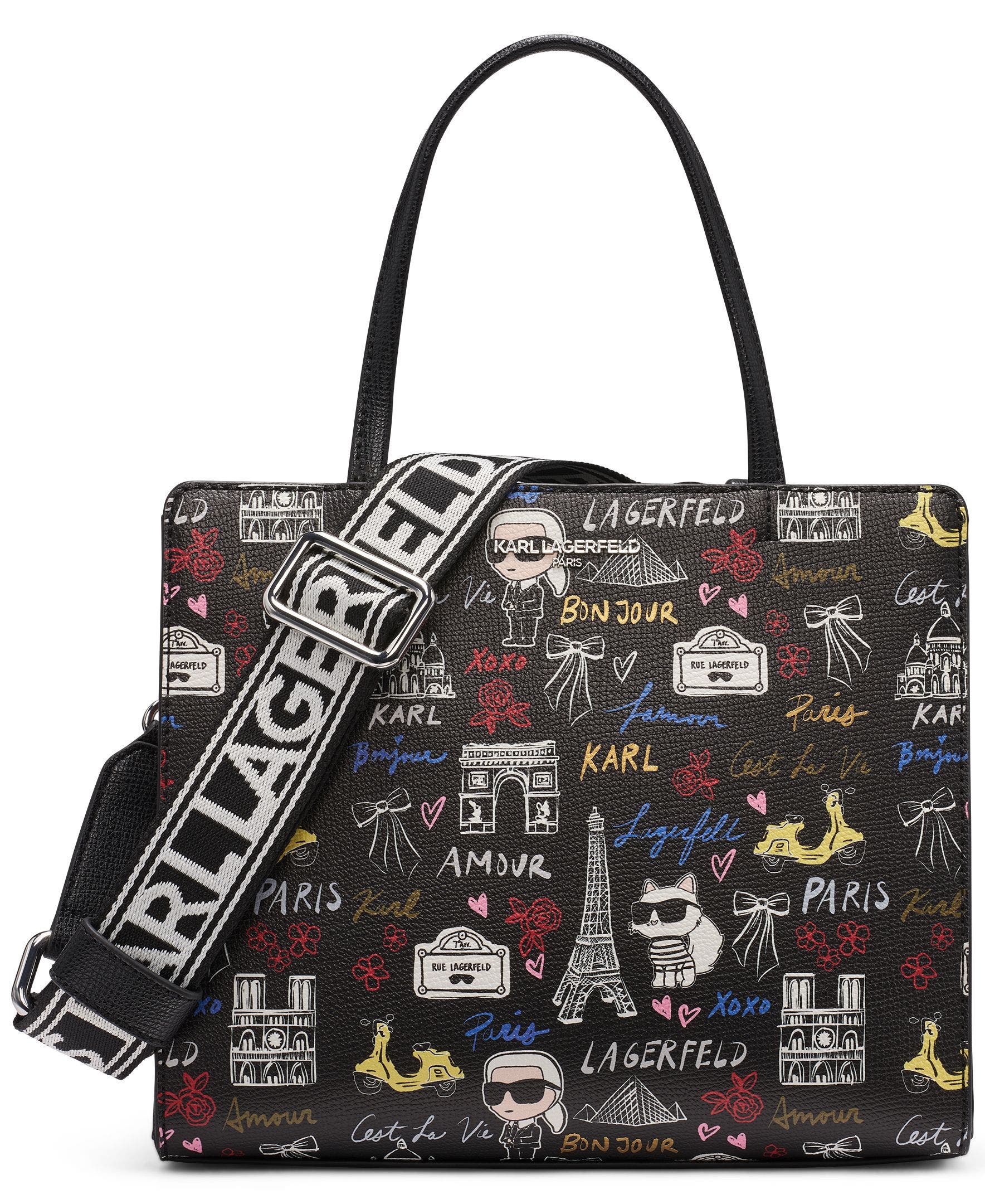 KARL LAGERFELD PARIS Maybelle Satchel, Main, color, Black Multi