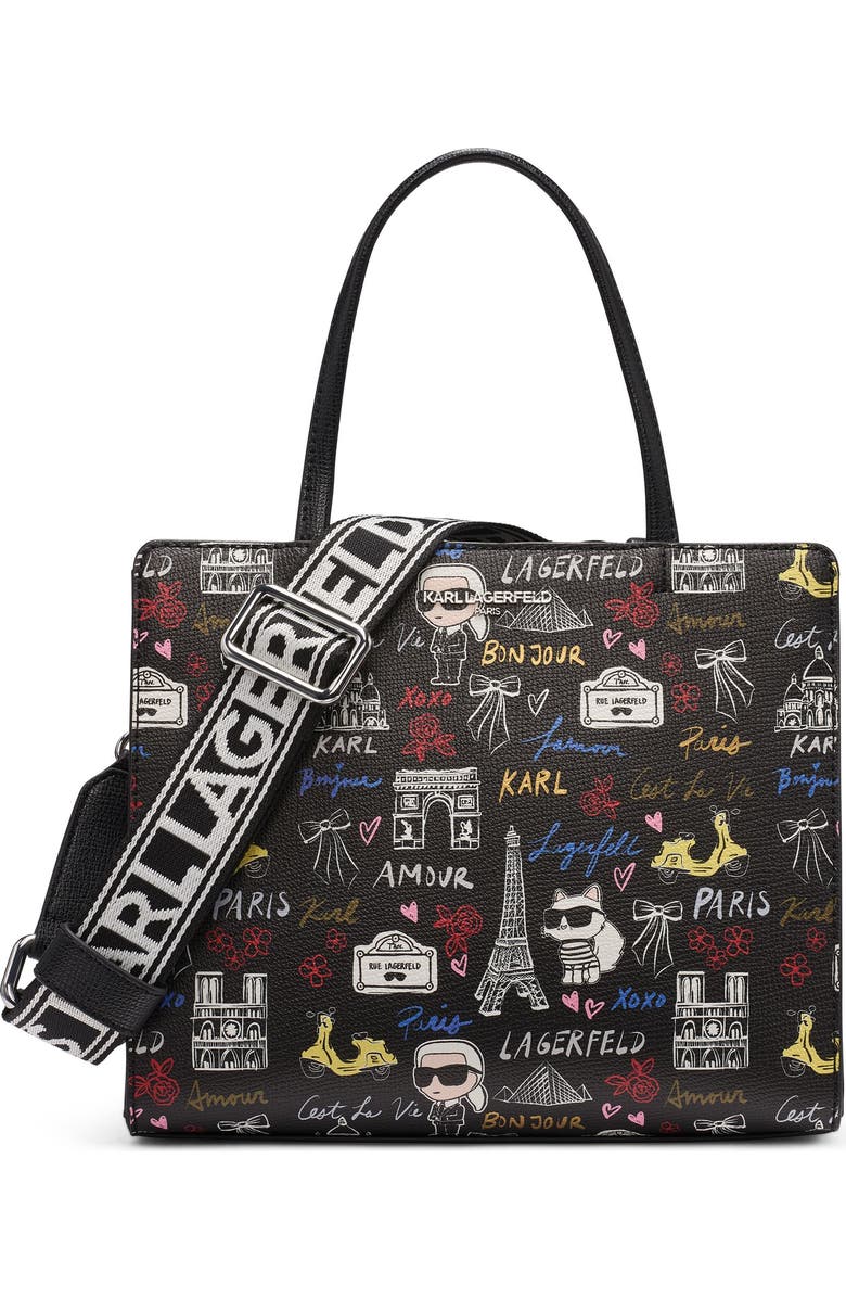 KARL LAGERFELD PARIS Maybelle Satchel, Main, color, Black Multi