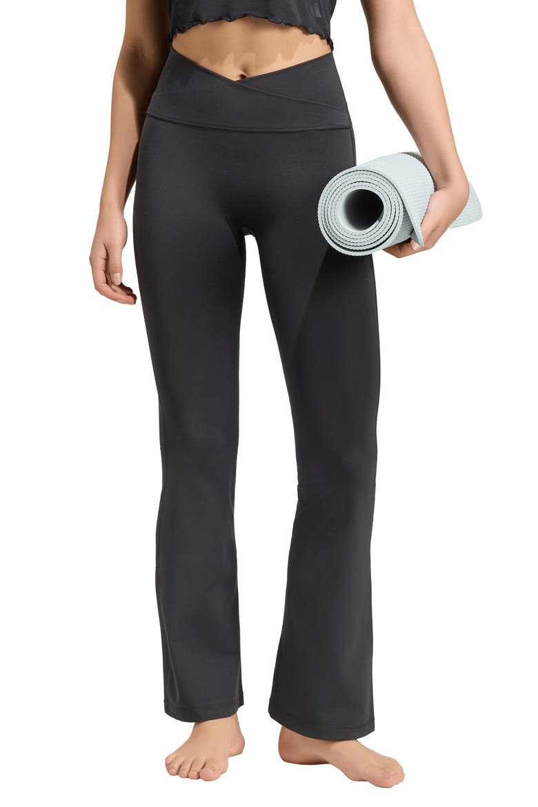 Crossover High Waist Flare Pants, Main, color, BLACK