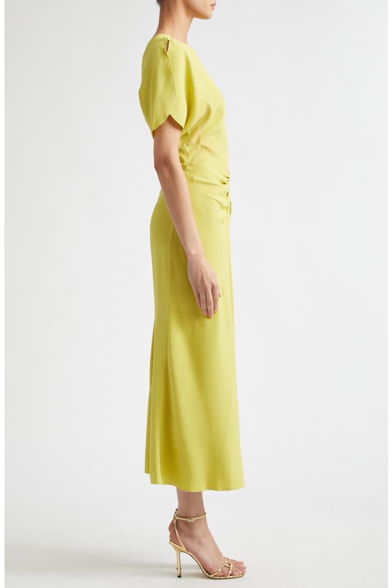 Bela Ruched Midi Dress, Alternate, color, CHARTREUSE