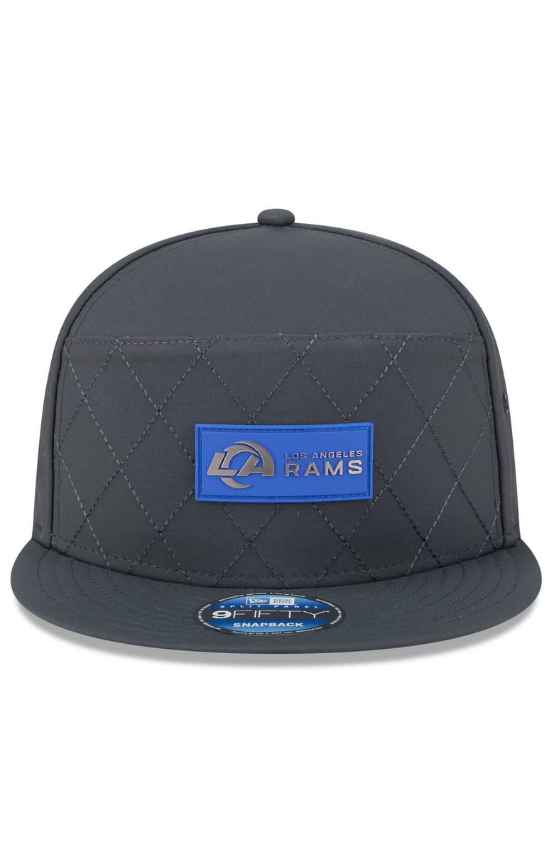 New Era Men's New Era Charcoal Los Angeles Rams 2025 Sideline Cold Weather Split Panel 9FIFTY Snapback Hat, Alternate, color, 