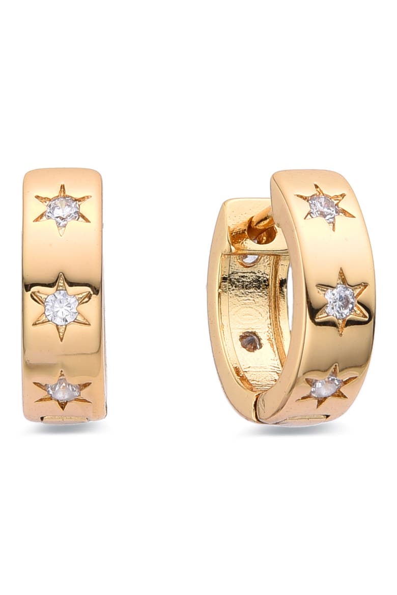 Star CZ Huggie Hoop Earrings, Main, color, GOLD
