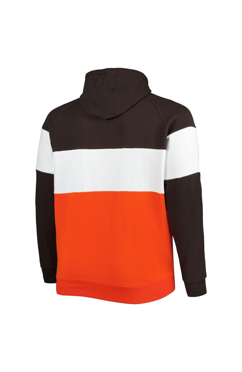 New Era Men's New Era Brown/Orange Cleveland Browns Big & Tall Current Team Colorblock Fleece Raglan Pullover Hoodie, Alternate, color, Orange