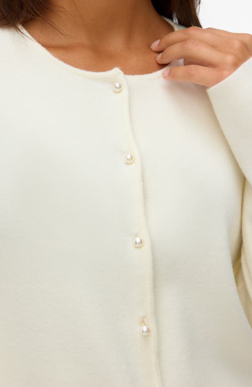 Vero Moda Kristi Faux Pearl Button Cardigan In Brown