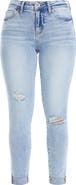Bayeas High Waist Cuffed Ankle Skinny Jeans