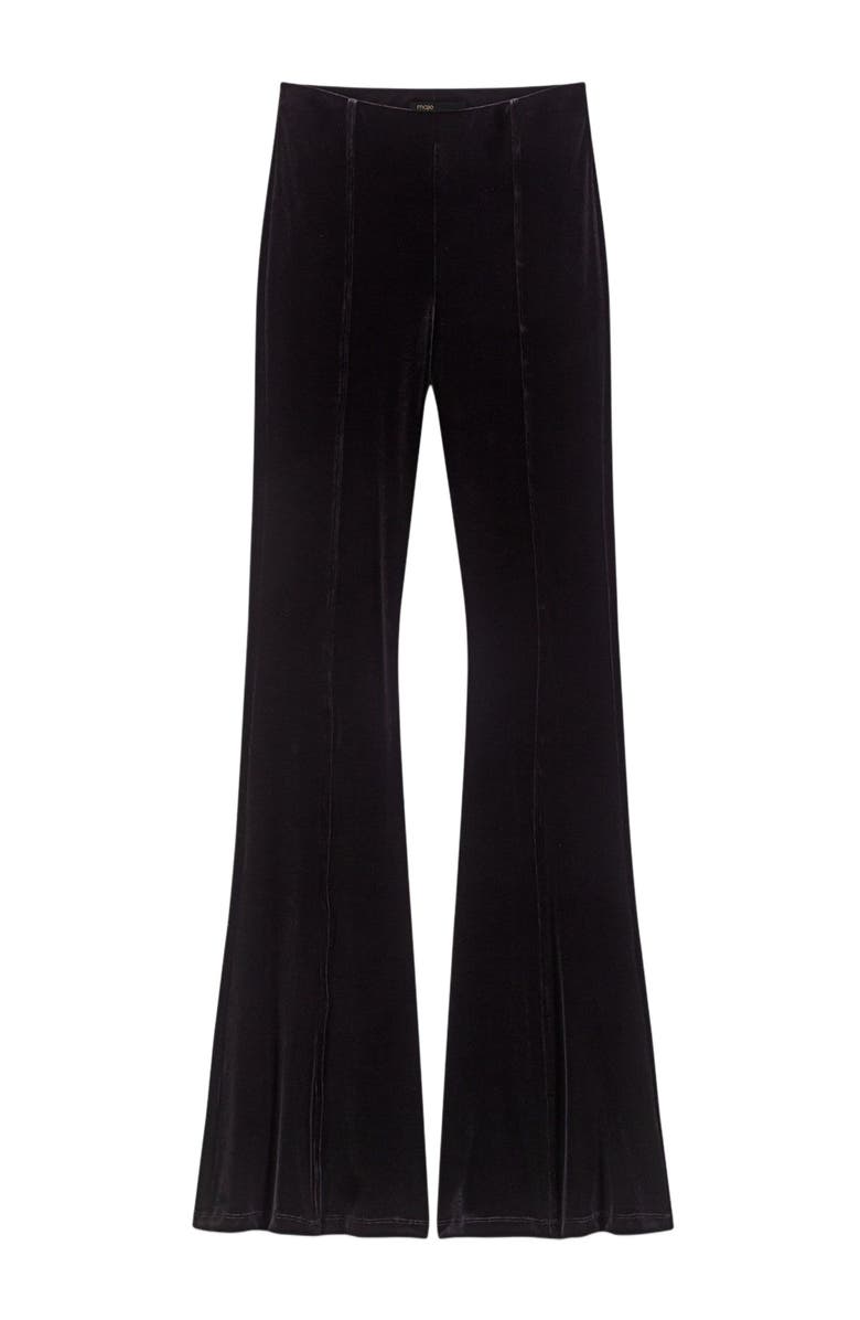 maje Stretch velour trousers, Alternate, color, Black