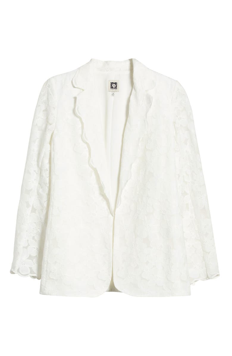 Anne Klein Scallop Edge Floral Lace Jacket, Alternate, color,