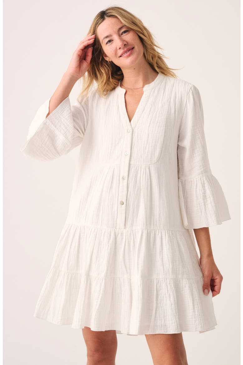 Kasey Dream Gauze Tiered Organic Cotton Minidress, Alternate, color, WHITE