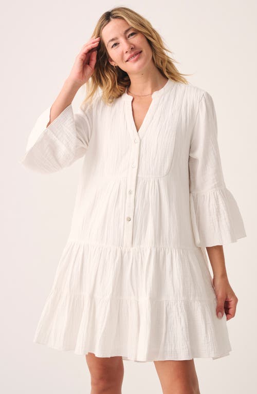 Faherty Kasey Dream Gauze Tiered Organic Cotton Minidress In White