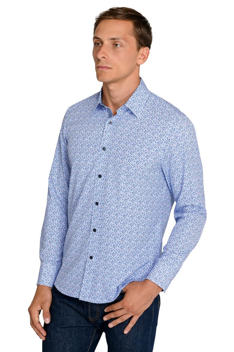 Floral Performance Shirt, Alternate, color, WHITE/ PURPLE