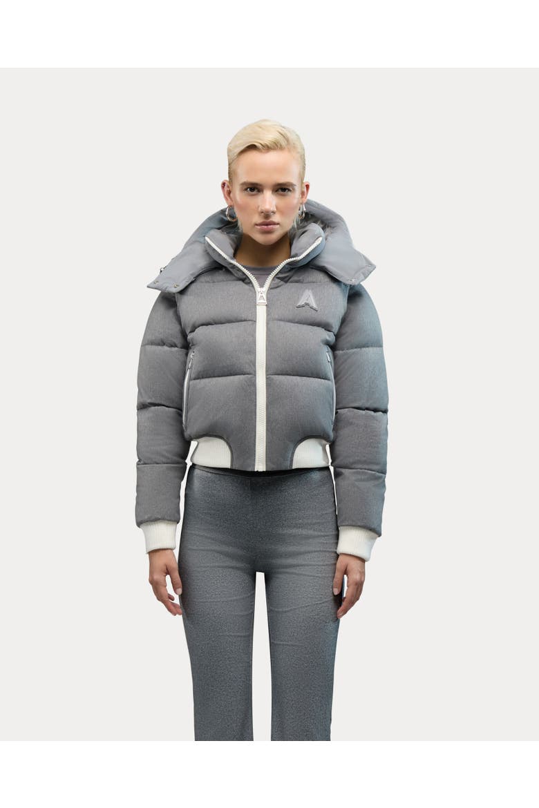 Pariset Cropped Puffer Bomber with Detachable Sleeves, Main, color, Fog Grey