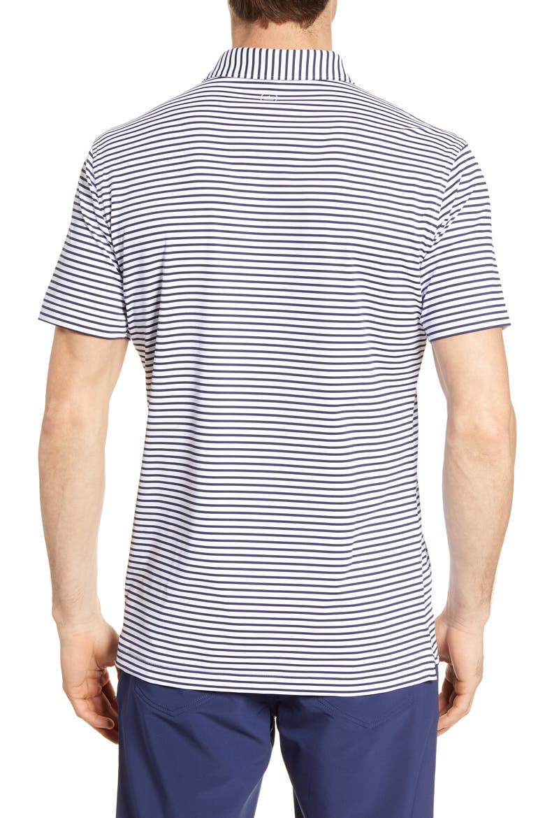 Miles Stripe Short Sleeve Stretch Jersey Polo, Alternate, color, WHITE/ NAVY
