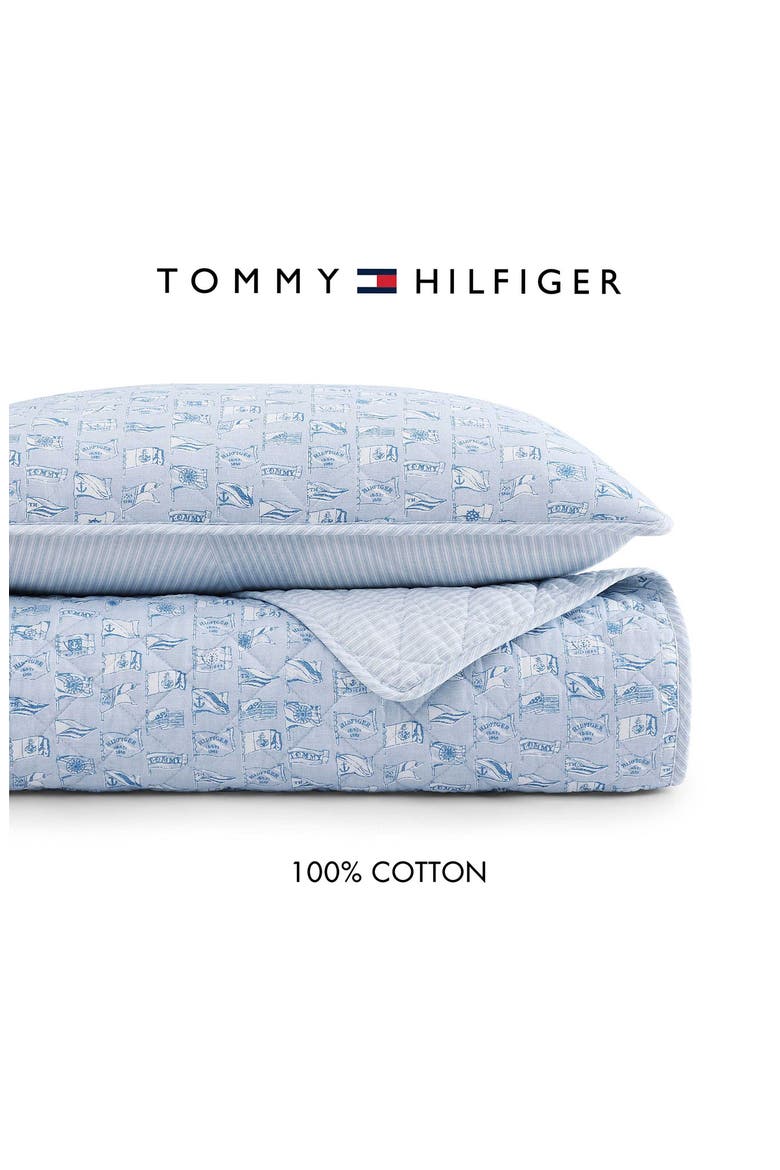 Boating Flags Comforter & Shams Set, Alternate, color, SOFT BLUE/ WHITE