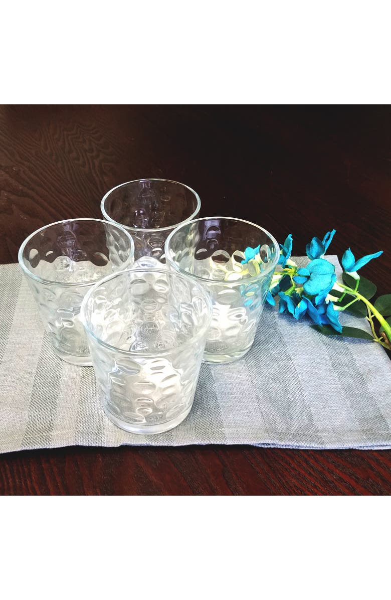 Gibson Home Great Foundations 4-Piece 13 oz. Double Old Fashioned Glass Set, Bubbles Pattern, Alternate, color, Clear