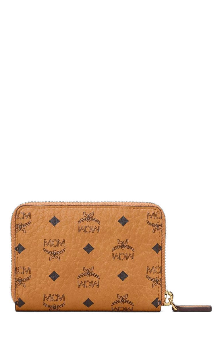 MCM Zip Wallet in Visetos Original, Alternate, color, Cognac