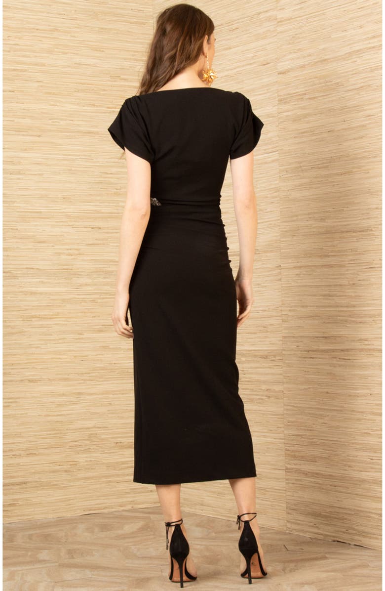 Hale Bob Zainab Midi Beaded Dress, Alternate, color, Black