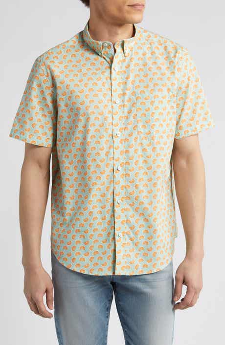 Johnston & Murphy Citrus Print Short Sleeve Cotton Button-Down Shirt