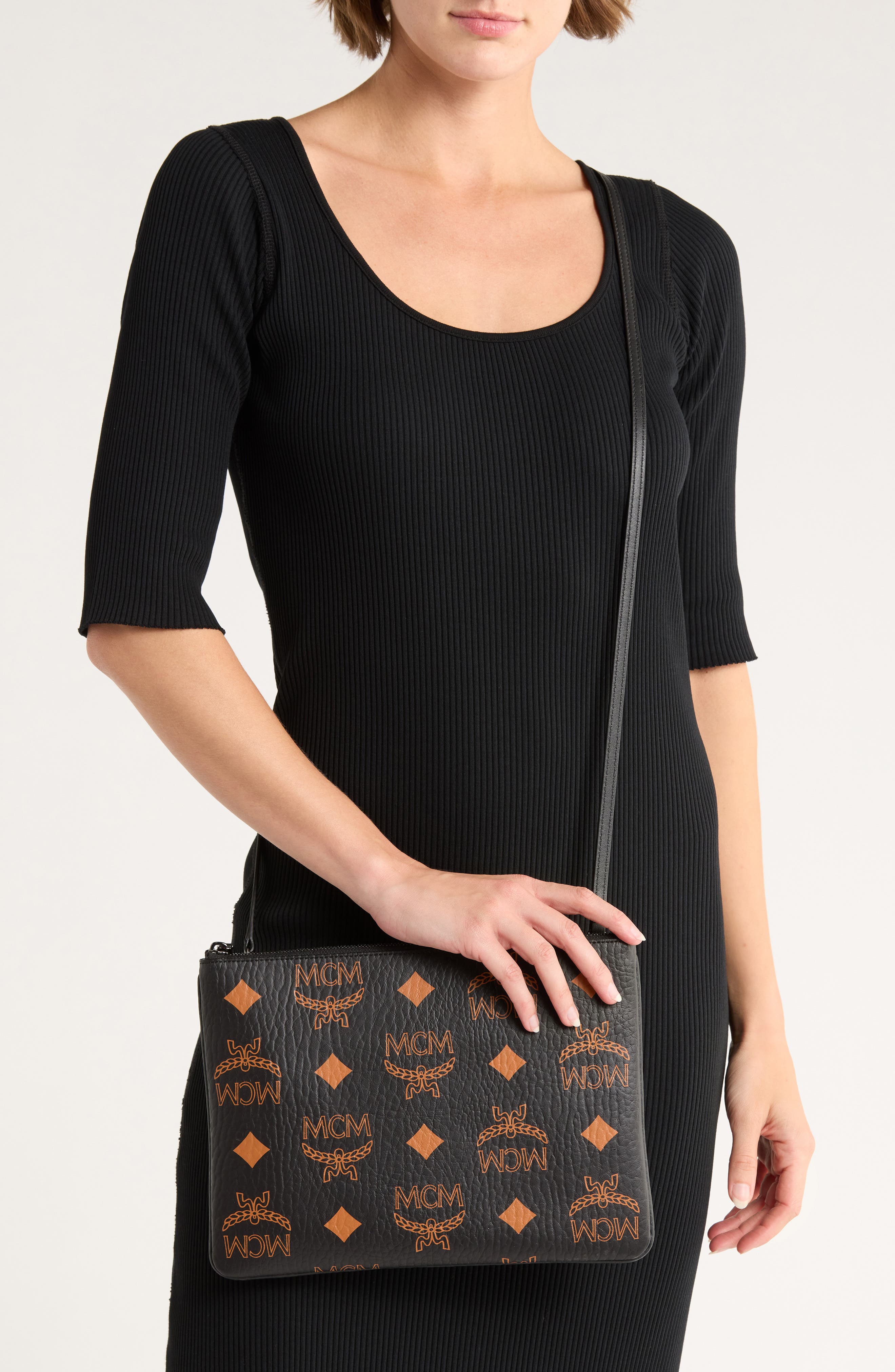 MCM Aren Wristlet Zip Pouch, Alternate, color, 