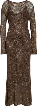 Altuzarra Ozzie Long Sleeve Sequin Maxi Sweater Dress