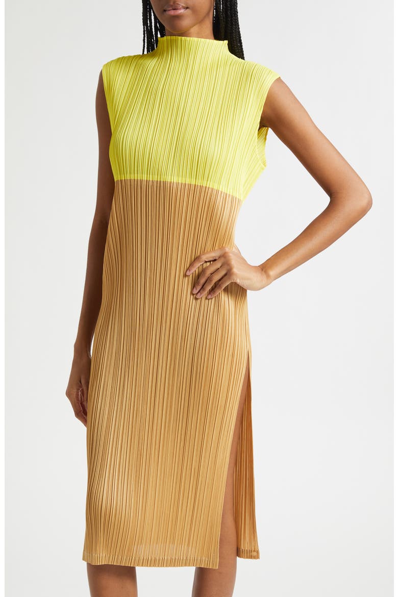 Swing Colorblock Pleated Convertible Midi Dress, Alternate, color, YELLOW