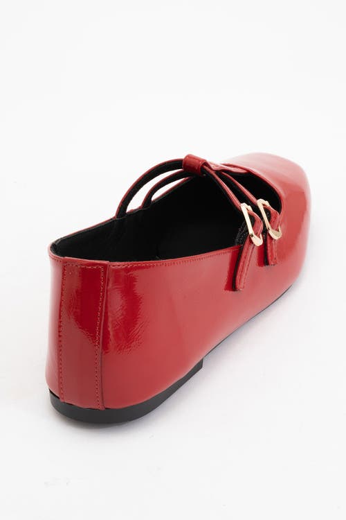 Forever & Always Shoes Starling Leather Mary Jane Flats In Red Patent Leather