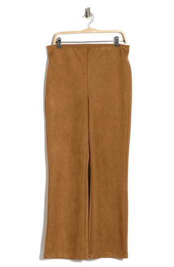 Ellen Tracy Faux Suede Semi Flare Leg Pants In Brown