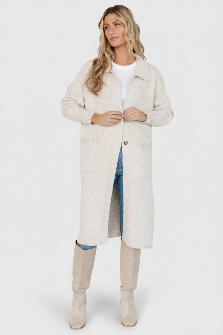 Ontario Long Button Cardigan, Alternate, color, Oatmeal