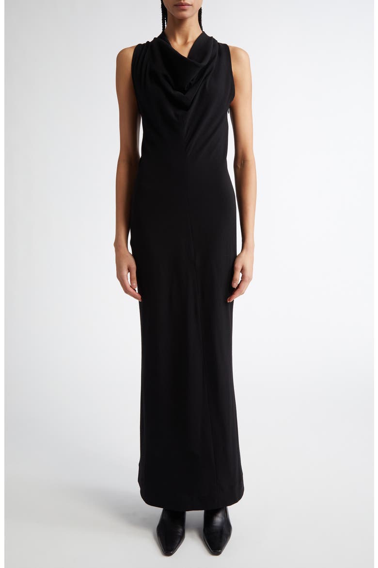 Cowl Neck Stretch Crepe Dress, Main, color, BLACK
