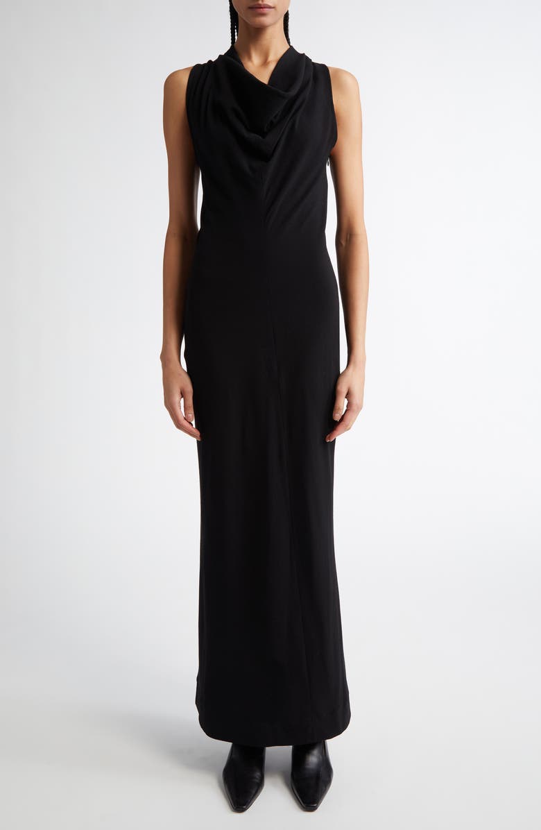 TOTEME Cowl Neck Stretch Crepe Dress, Main, color, Black