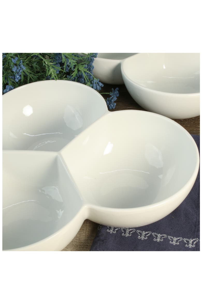 Set of 2 3-Section Serving Bowls, Alternate, color, WHITE