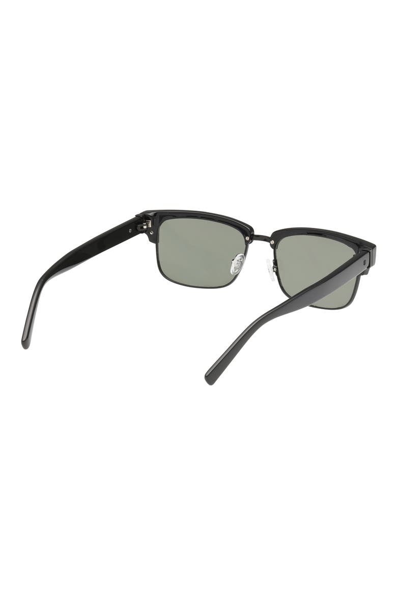 55mm Square Sunglasses, Alternate, color, SHINY BLACK / GREEN LENS
