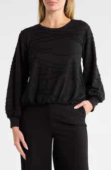 Ripple Knit Bubble Hem Top