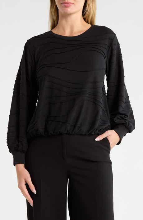 Ripple Knit Bubble Hem Top