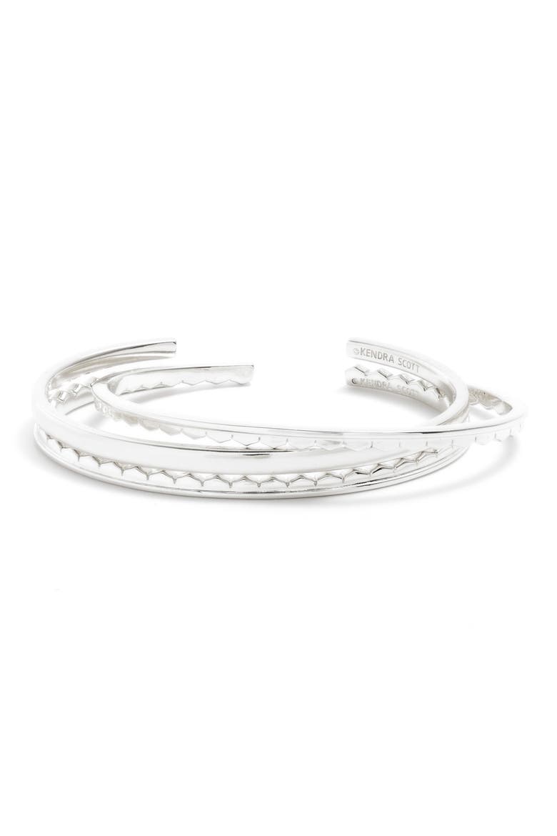 Quinn Set of 3 Cuff Bracelets, Main, color, RHODIUM METAL