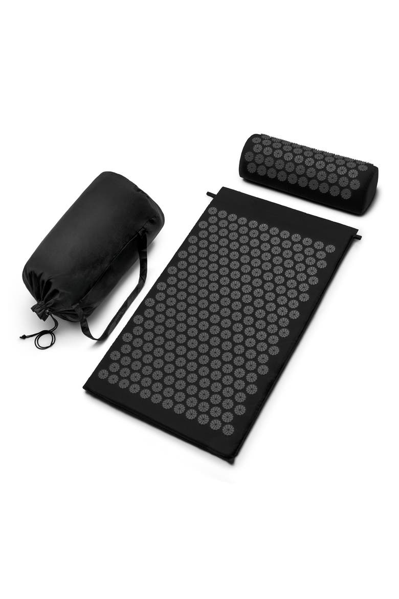 Acupressure Mat & Pillow Set, Main, color, BLACK