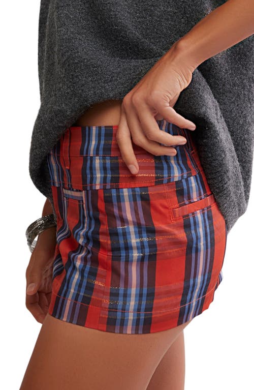 Free People Mille Fleurs Metallic Plaid Micro Miniskirt In Multi