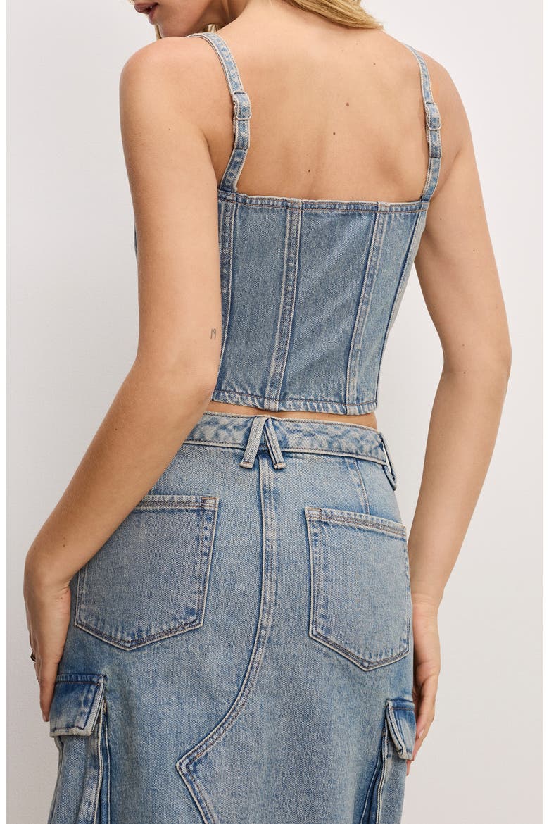 Denim Bustier Crop Top, Alternate, color, INDIGO762